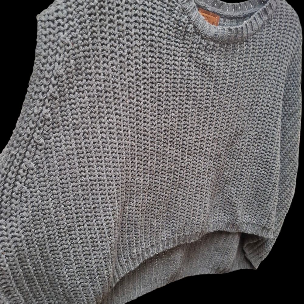 POL Charcoal Knit Sweater Sleeveless Vest. Cropped